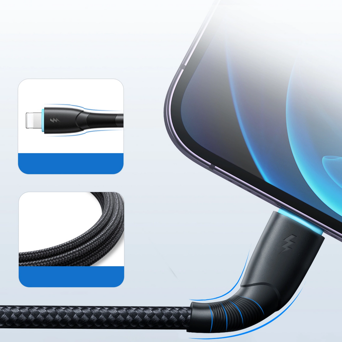 Joyroom SA32-AL3 USB-A–Lightning-kabel för dataöverföring och laddning, 18 W, 1 m, svart
