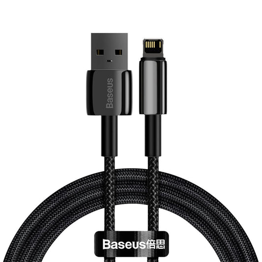 Data- och laddningskabel USB-A - Lightning Baseus Tungsten Gold, 20W, 1m, svart CALWJ-01