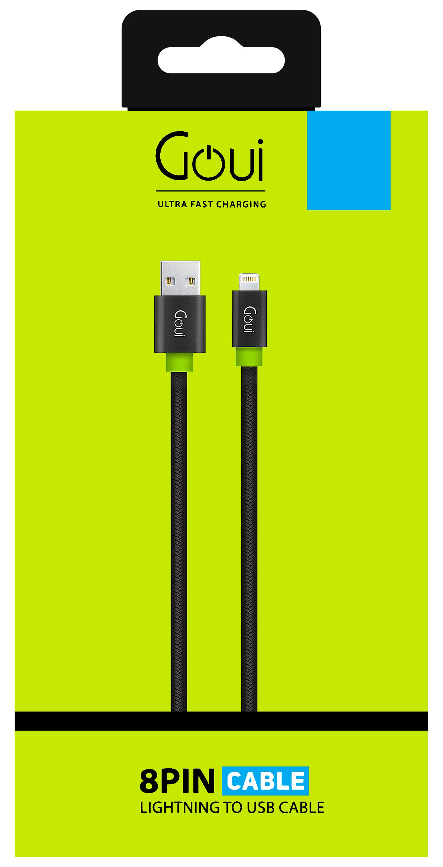 Data- och laddningskabel USB-A - Lightning Goui Fashion Flat, 18W, 1m, Svart G-LC8PINFBF-K