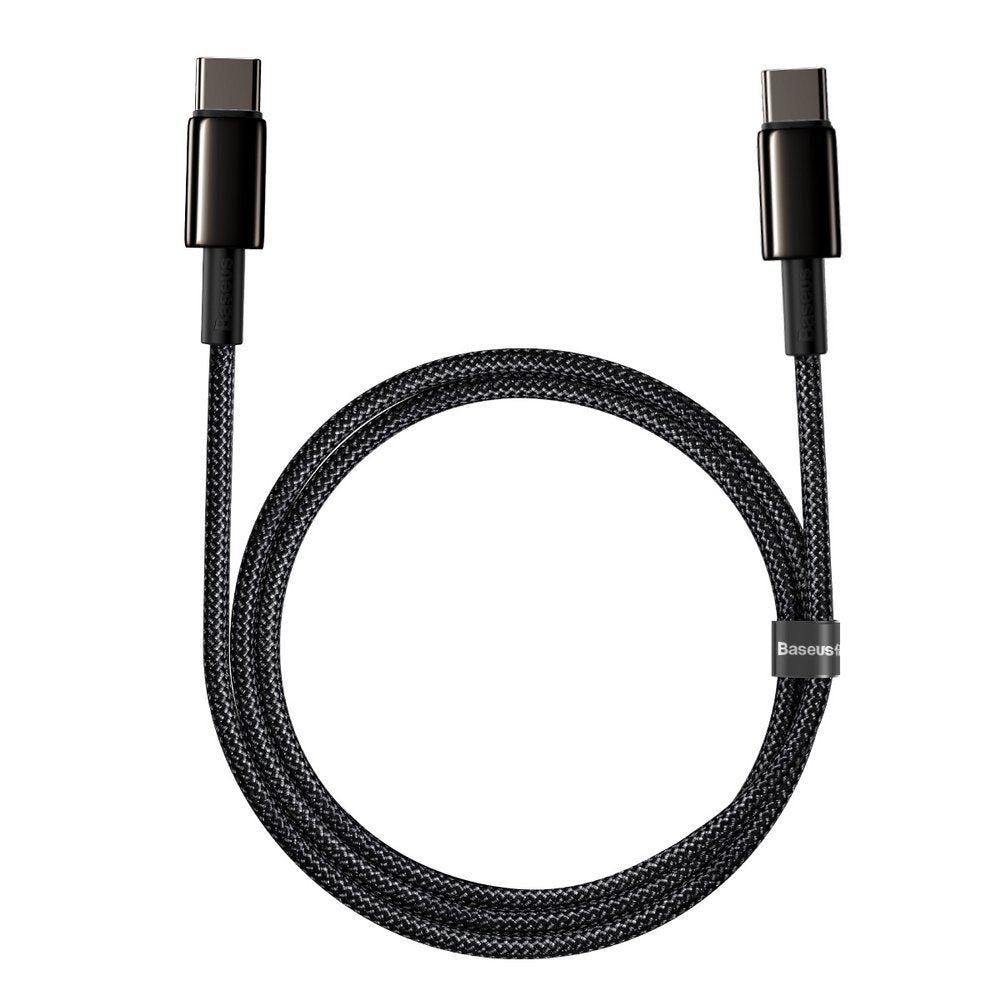 USB-C data- och laddningskabel - USB-C Baseus Tungsten Baseus Tungsten Gold, 100W, 1m, svart CATWJ-01 CATWJ-01