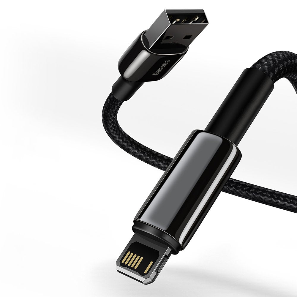 USB till Lightning Data- och Laddningskabel Baseus Tungsten Gold, 2m, 2.4A, Svart CALWJ-A01