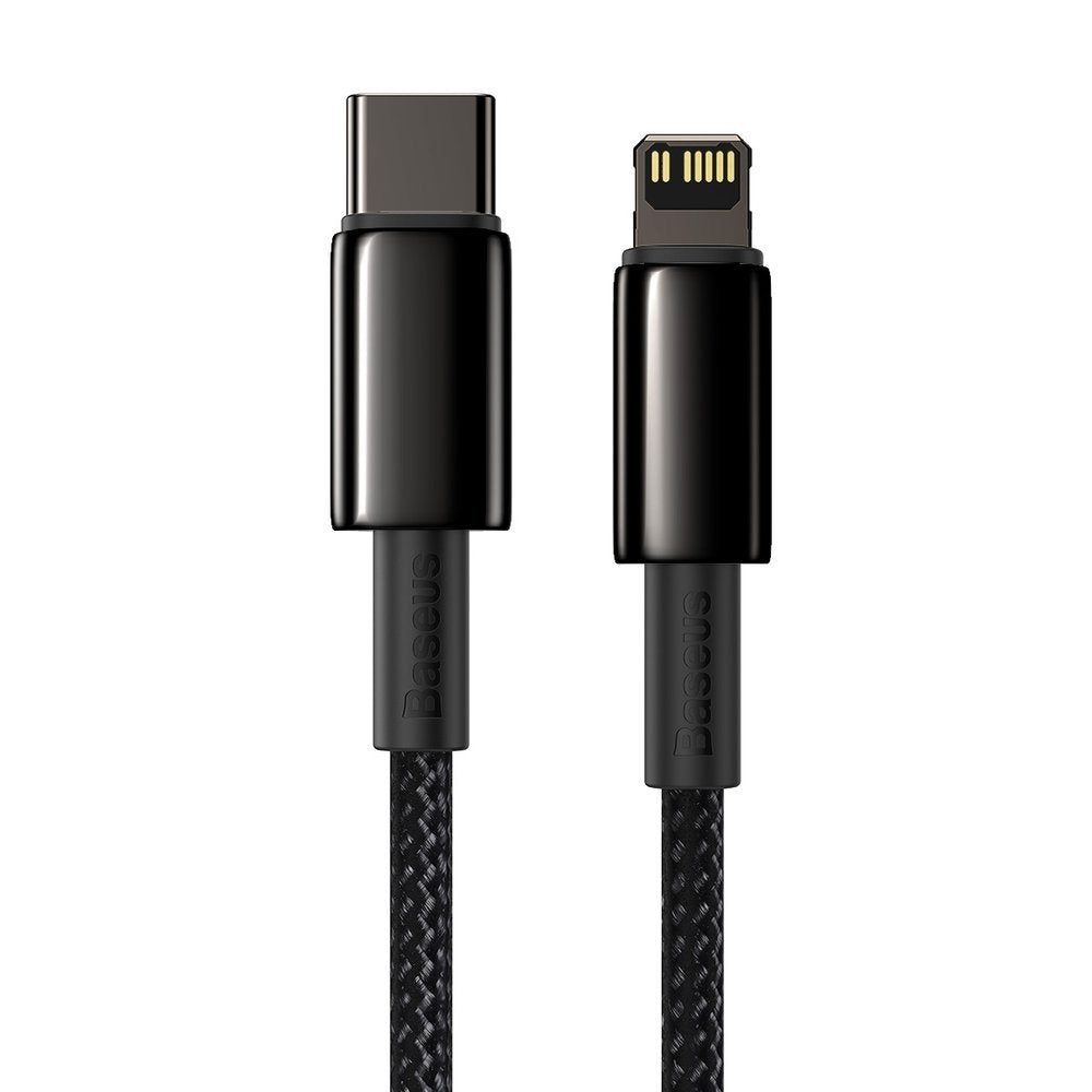 Data- och laddningskabel USB-C - Lightning Baseus Tungsten Tungsten Gold, 20W, 2m, svart CATLWWJ-A01
