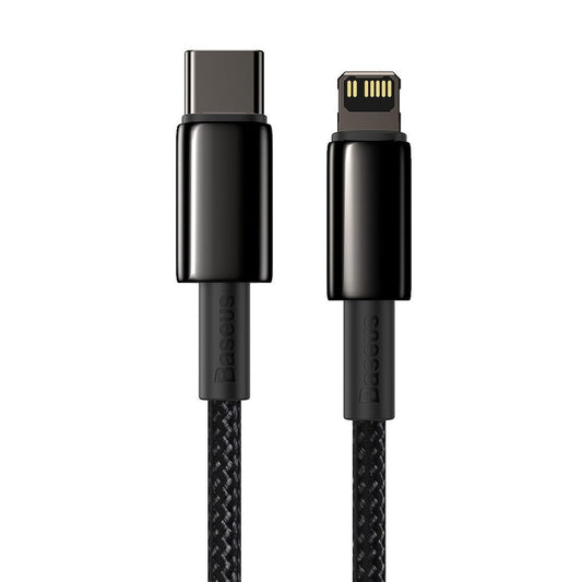Data- och laddningskabel USB-C - Lightning Baseus Tungsten Tungsten Gold, 20W, 2m, svart CATLWWJ-A01