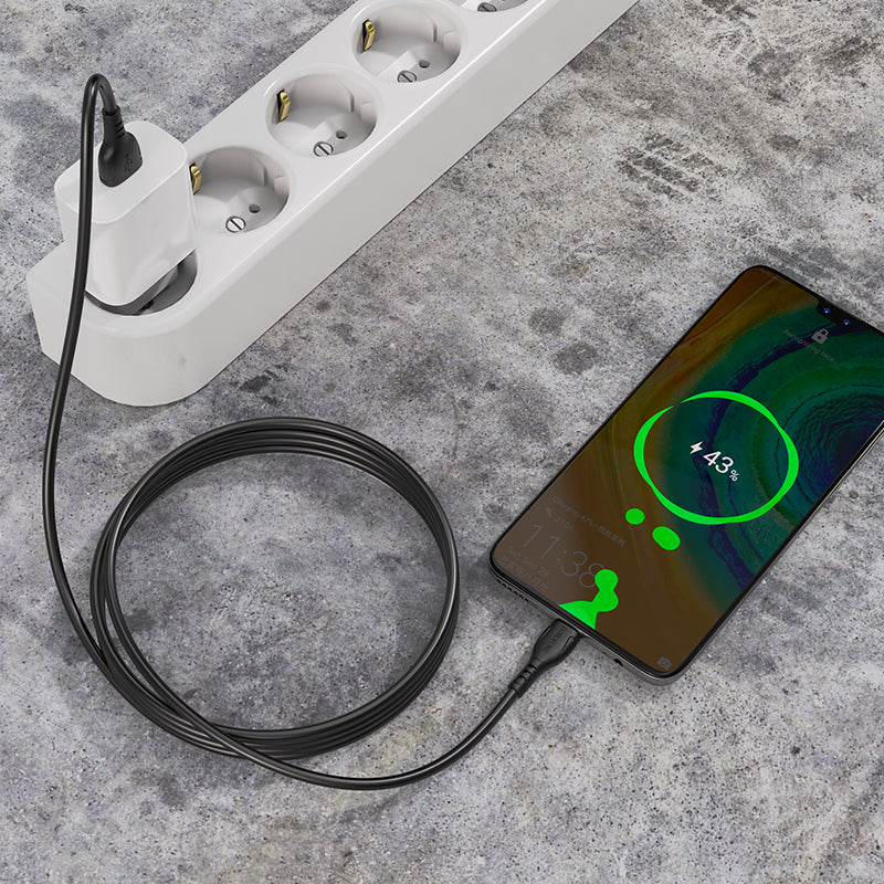 USB-A till USB-C data- och laddningskabel Borofone BX51 Triumph, 20W, 1m, Svart