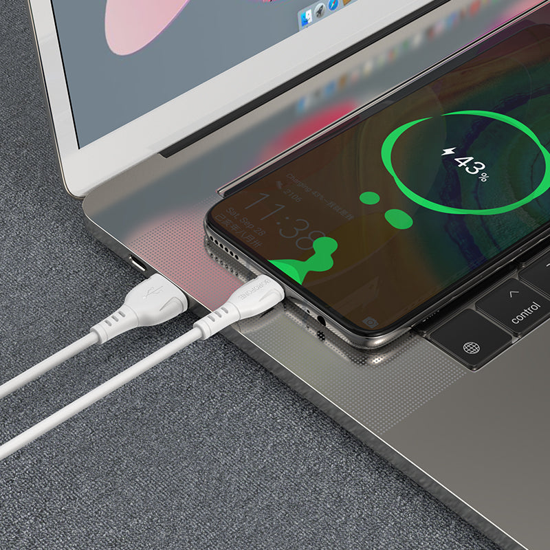 Data- och laddningskabel USB-A till USB-C Borofone BX51 Triumph, 20W, 1m, Vit