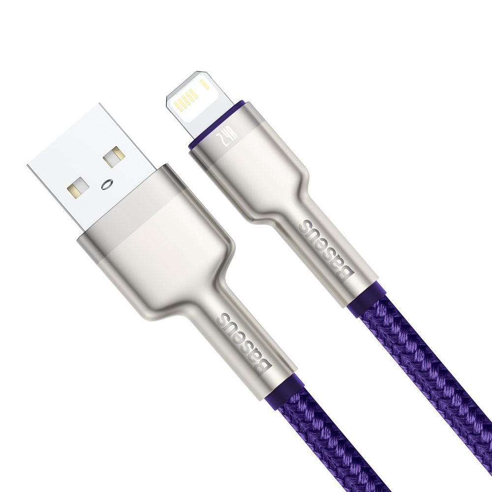 USB-A - Lightning Data- och Laddningskabel Baseus Cafule Metal Series, 18W, 2m, Lila CALJK-B05