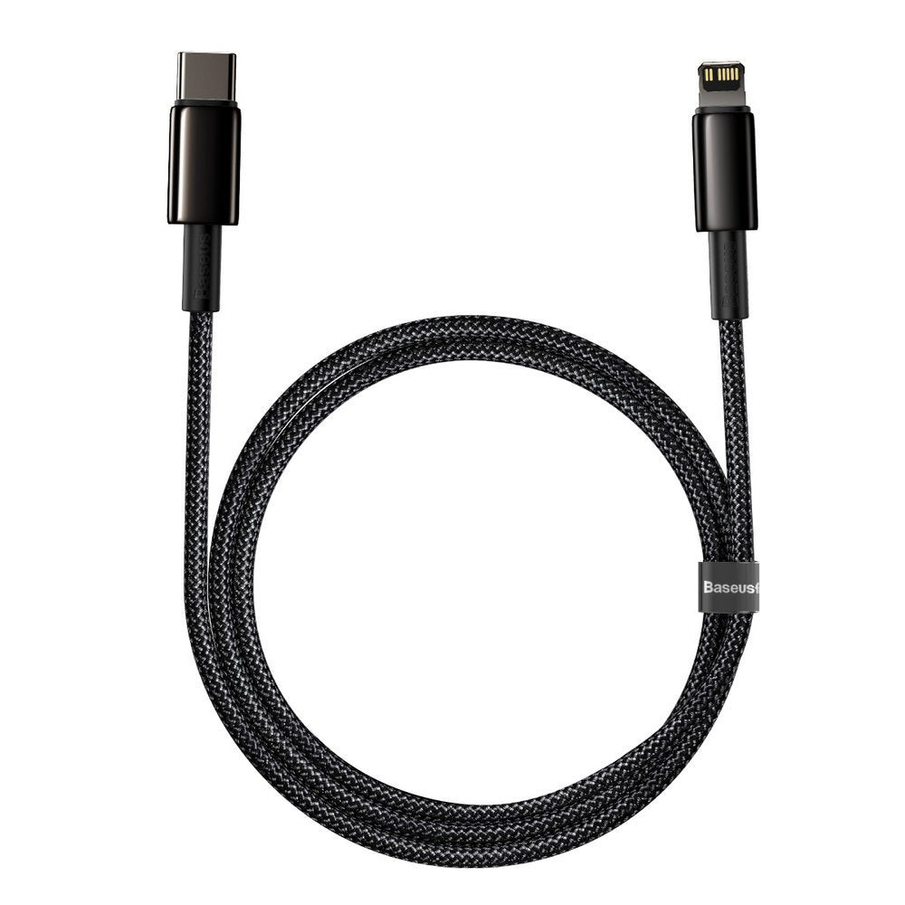 Data- och laddningskabel USB-C - Lightning Baseus Tungsten Tungsten Gold, 20W, 1m, svart CATLWJ-01 CATLWJ-01
