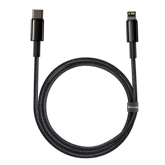 Data- och laddningskabel USB-C - Lightning Baseus Tungsten Tungsten Gold, 20W, 1m, svart CATLWJ-01 CATLWJ-01