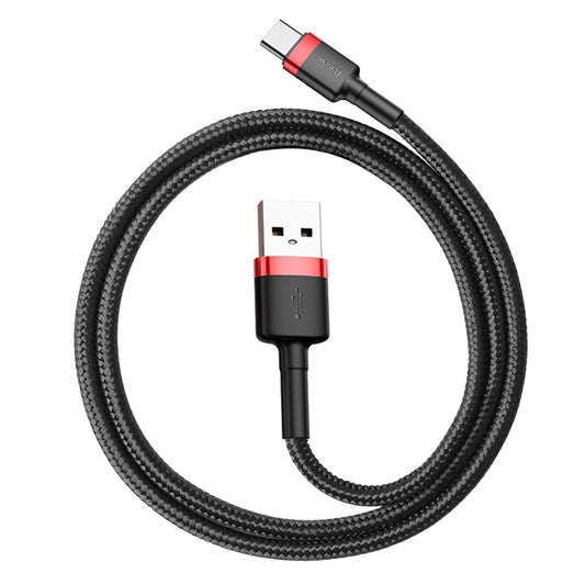 Data- och laddningskabel USB-A - USB-C Baseus Cafule, 60W, 0,5m, Röd CATKLF-A91