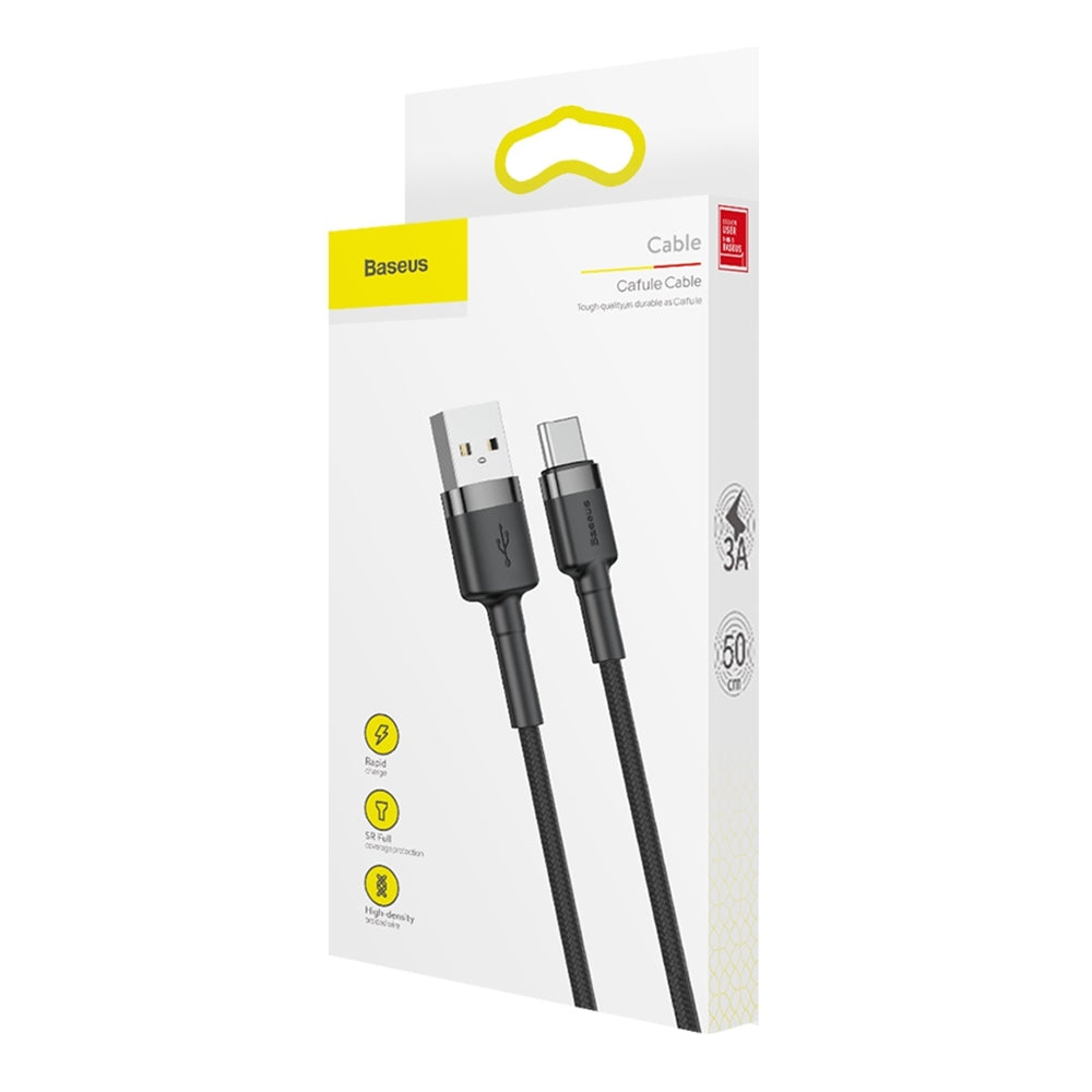Data- och laddningskabel USB-A till USB-C Baseus Cafule, 60W, 0.5m, Svart CATKLF-AG1