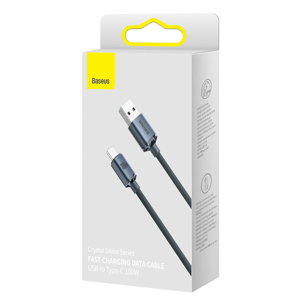 USB-A till USB-C Baseus Crystal Shine Series data- och laddningskabel, 100W, 2m, svart CAJY000501 CAJY000501