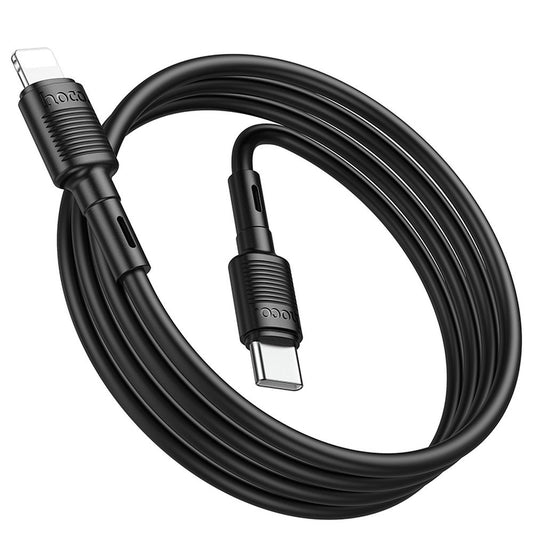 HOCO X83 Victory USB-C - Lightning data- och laddningskabel, 20W, 1m, svart