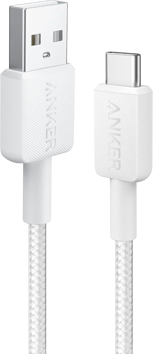 Data- och laddningskabel USB-A - USB-C Anker 322, 18W, 0,9m, vit A81H5G21