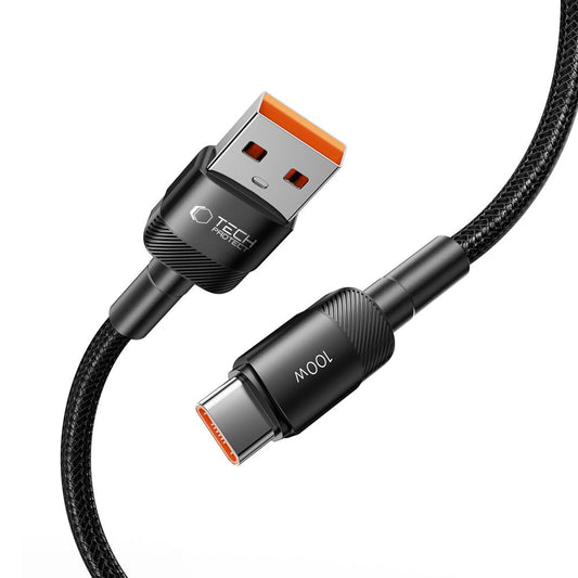 USB-A - USB-C Tech-Protect Ultraboost EVO data- och laddningskabel, 100W, 0,5m, svart