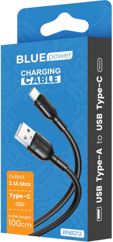 Data- och laddningskabel USB-A - USB-C Blue Power BNB212, 18W, 1m, Vit