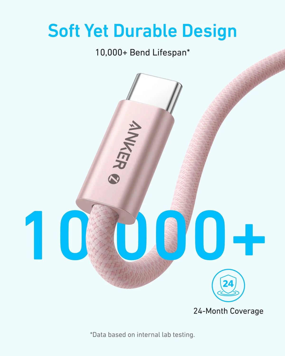 USB-C Data- och Laddningskabel - USB-C Anker Zolo, 240W, 1m, Svart A8060H11