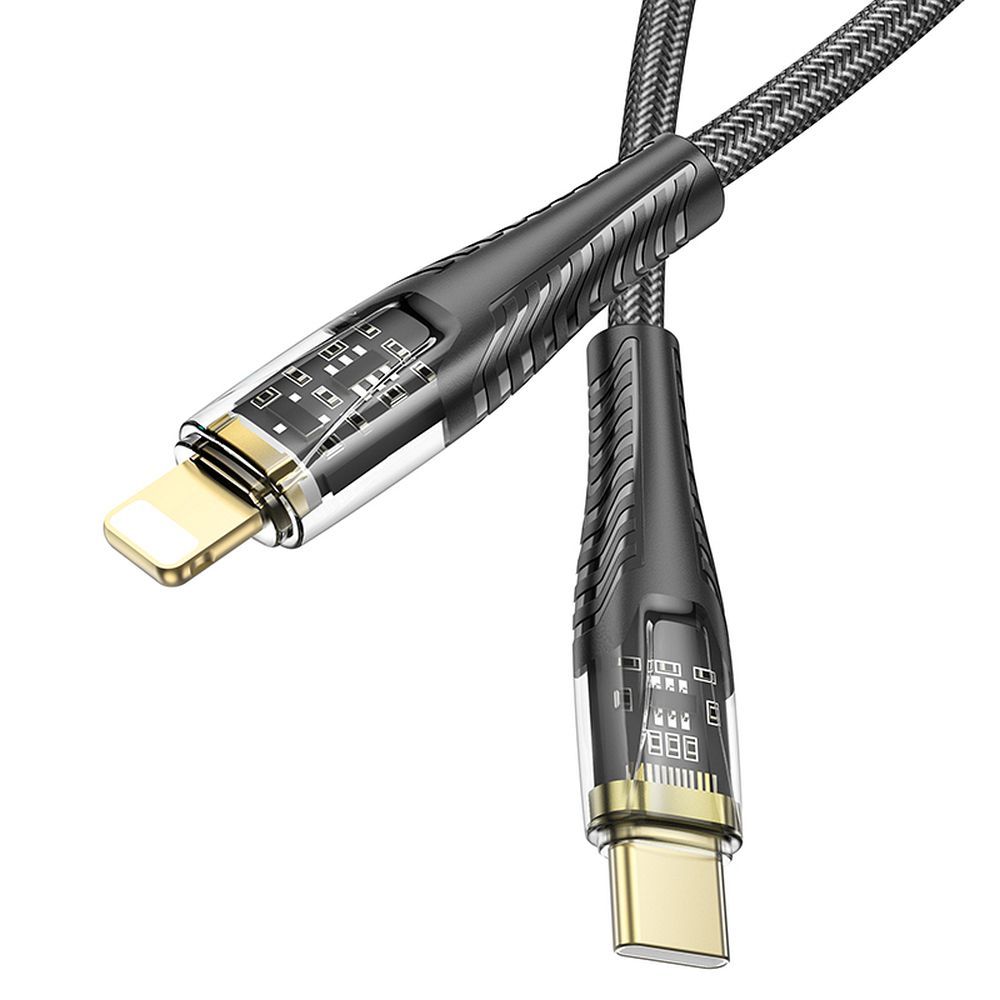 Data- och laddningskabel USB-C - Lightning HOCO U121, 27W, 1.2m, Svart