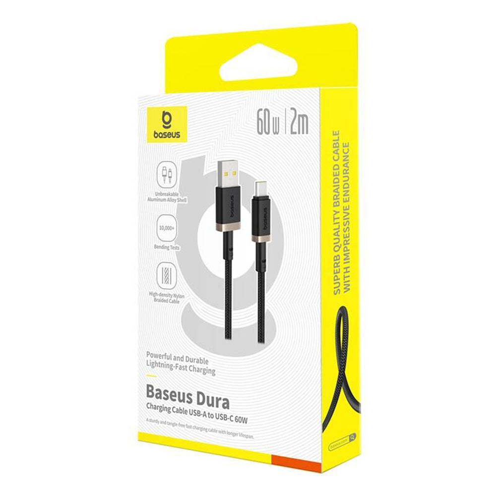 Data- och laddningskabel USB-A till USB-C Baseus Dura Series, 60W, 2m, Guld P10377802U01-02