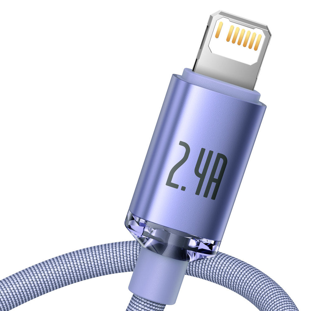 Data- och laddningskabel USB-A - Lightning Baseus Crystal Shine Series, 18W, 2m, Lila CAJY000105