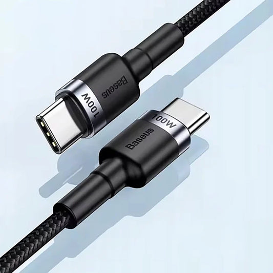 USB-C till USB-C Data- och Laddningskabel Baseus Cafule, 100W, 2m, Grå CATKLF-BLG1
