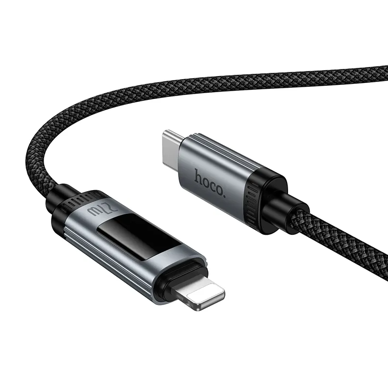 USB-C - Lightning Data- och Laddningskabel HOCO Display U148, 27W, 1.2m, Svart