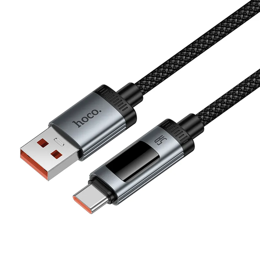 USB-A to USB-C Data and Charging Cable HOCO Display U148, 100W, 1.2m, Black