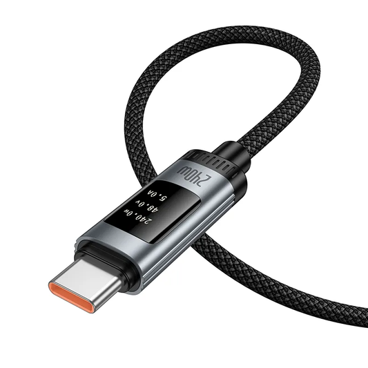 USB-C till USB-C data- och laddningskabel HOCO Display U148, 240W, 1.2m, Svart