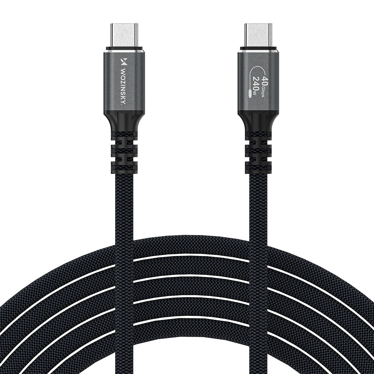 USB-C till USB-C Data- och Laddningskabel WZK WPS-UY42S, 240W, 2m, Svart