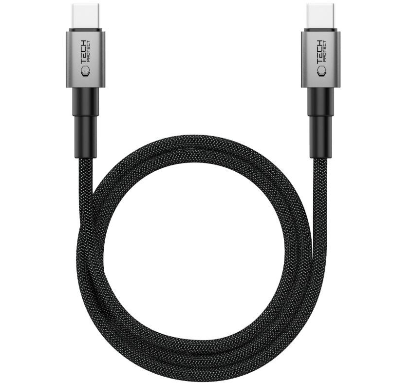 USB-C till USB-C data- och laddningskabel Tech-Protect Ultraboost DNA MagTwist, 100W, 1m, Grå