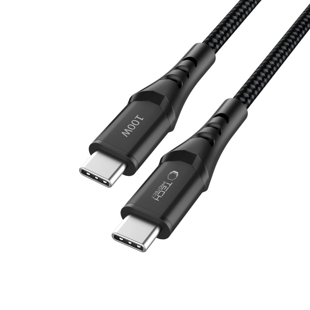 USB-C Data- och laddningskabel - USB-C Tech-Protect UB11T Ultraboost, 100W, 2m, Svart