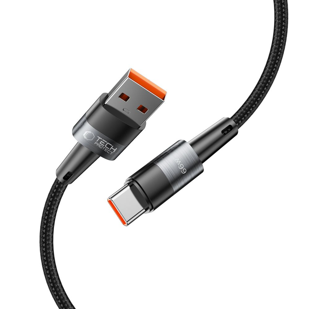 USB-A till USB-C data- och laddningskabel Tech-Protect Ultraboost, 66W, 0,5m, Grå