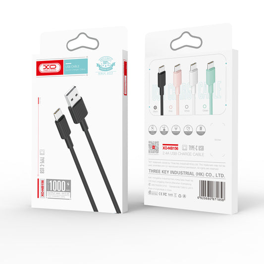 USB-A to USB-C Data and Charging Cable XO Design NB156, 18W, 1m, Black