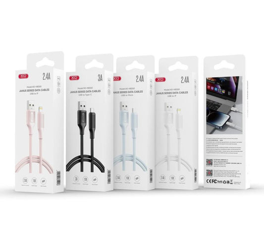 USB-A to Lightning Data and Charging Cable XO Design NB265, 12W, 1m, Pink