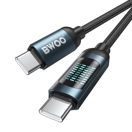 USB-C Data- och Laddningskabel - USB-C BWOO BO-X304 Led, 60W, 1m, Svart