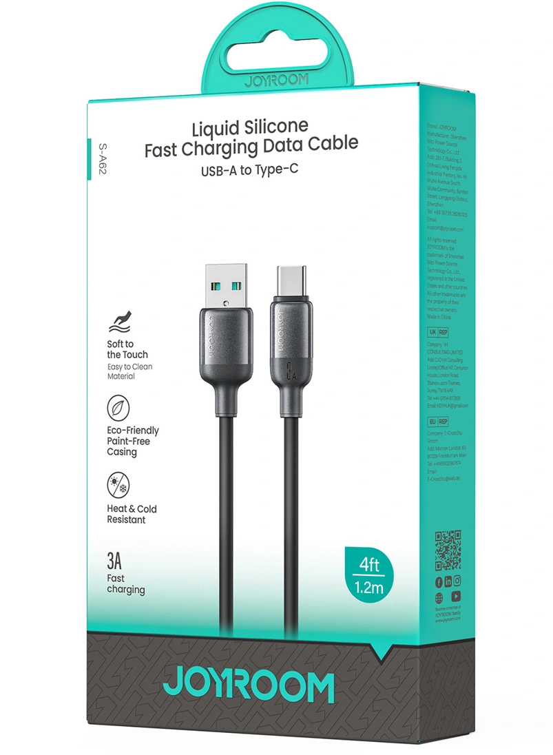 USB-A till USB-C data- och laddningskabel Joyroom S-A62 Lively, 18W, 1,2m, svart