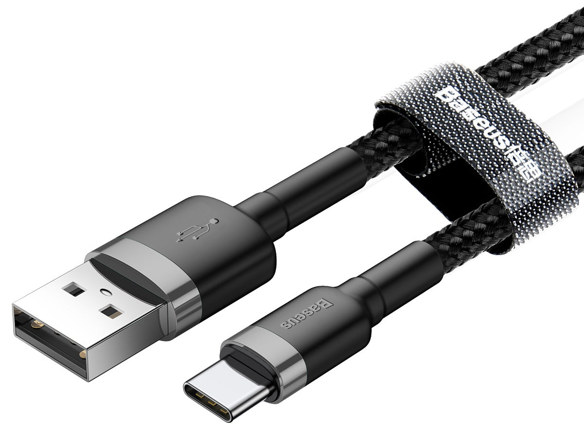 USB-A till USB-C data- och laddningskabel Baseus Cafule, 60W, 1m, Grå CATKLF-BG1