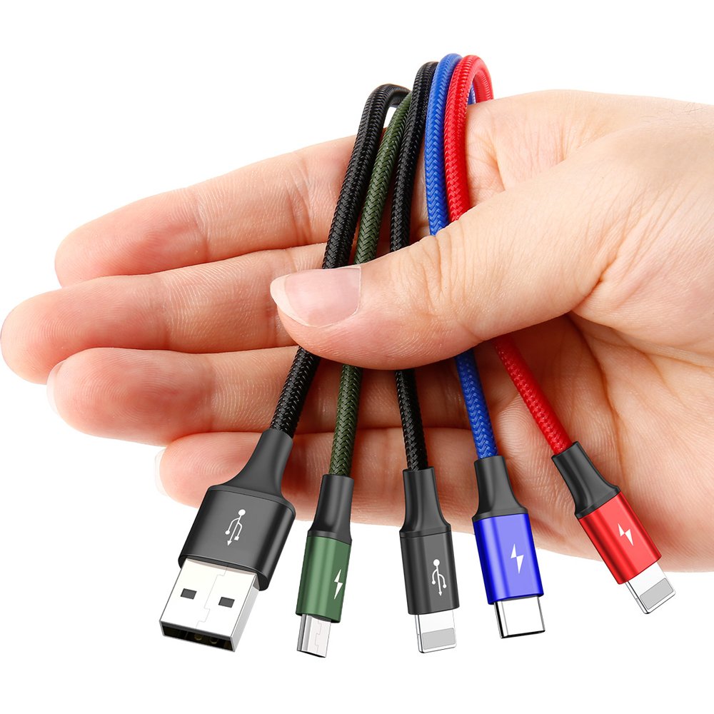 USB-A Laddningskabel - 2 x Lightning / microUSB / USB-C Baseus Rapid 4in1, 20W, 1.2m, Svart CA1T4-A01