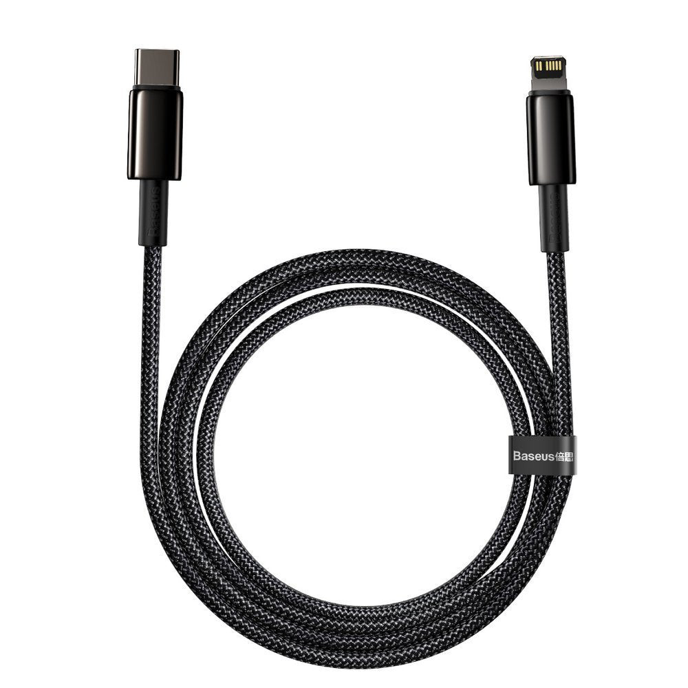 Data- och laddningskabel USB-C - Lightning Baseus Tungsten Tungsten Gold, 20W, 2m, svart CATLWWJ-A01