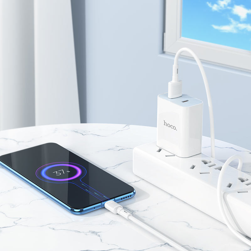 Data- och laddningskabel USB-A till microUSB HOCO X83 Victory, 18W, 1m, Vit