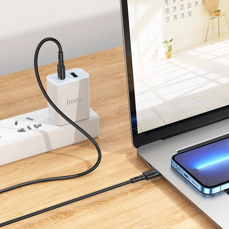 Data- och laddningskabel USB-C - USB-C HOCO X83 Victory USB-C, 60W, 1m, Svart