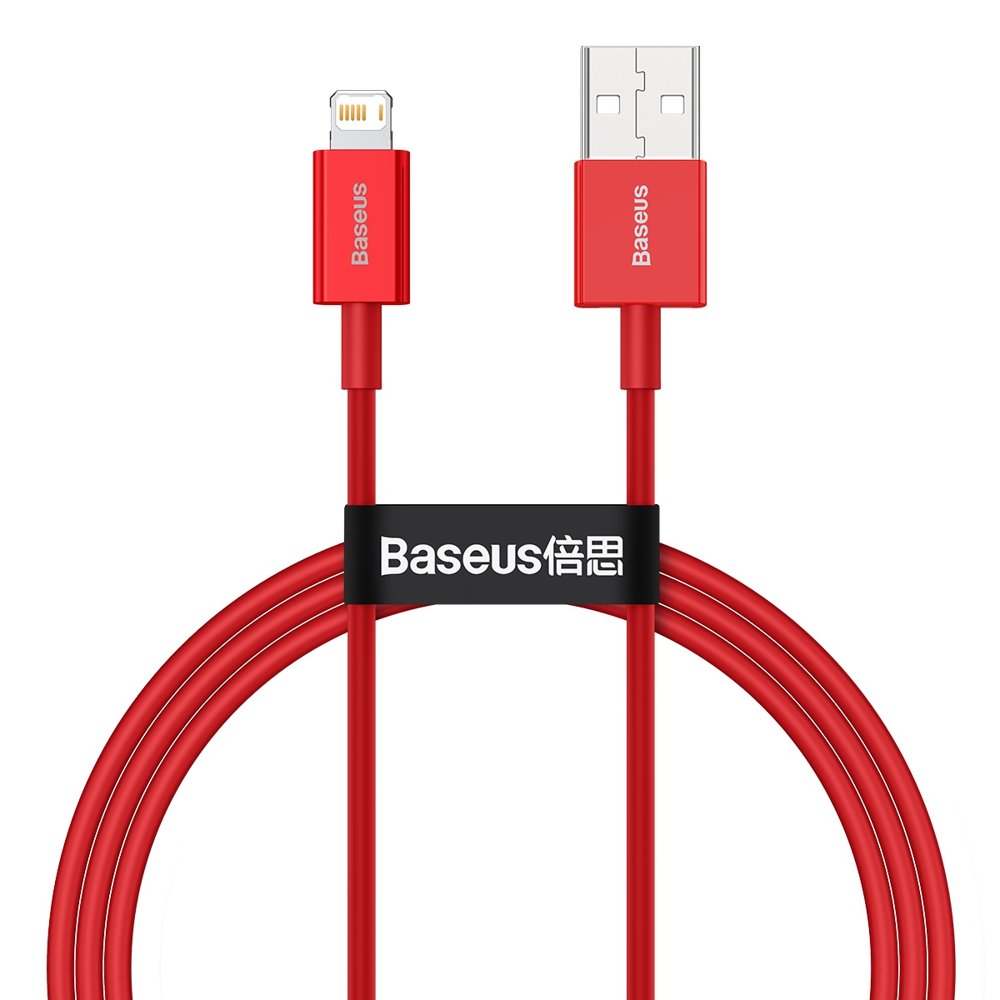 Data- och laddningskabel USB-A - Lightning Baseus Superior Series, 20W, 1m, Röd CALYS-A09