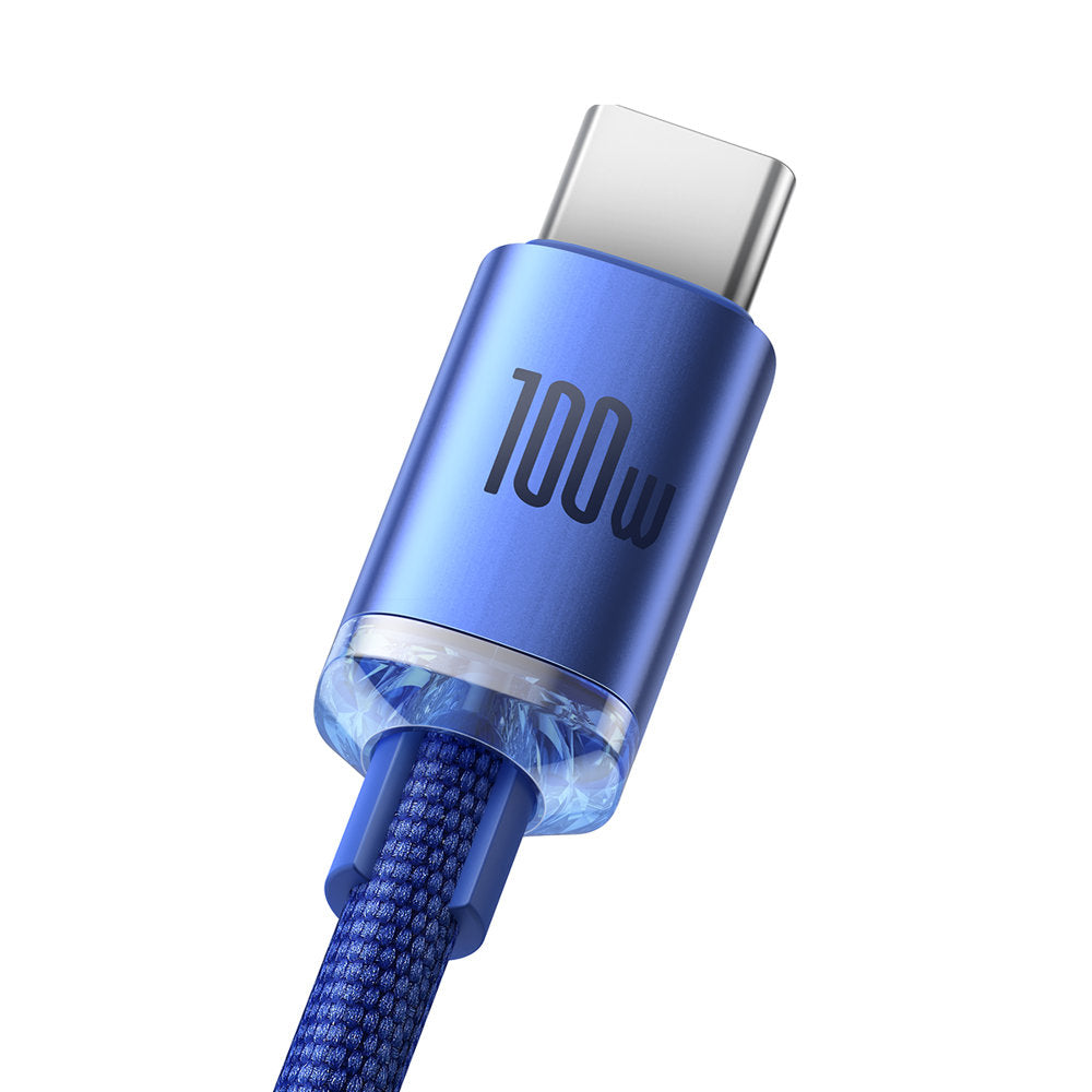 USB-A till USB-C Baseus Crystal Shine Series data- och laddningskabel, 100W, 2m, blå CAJY000503