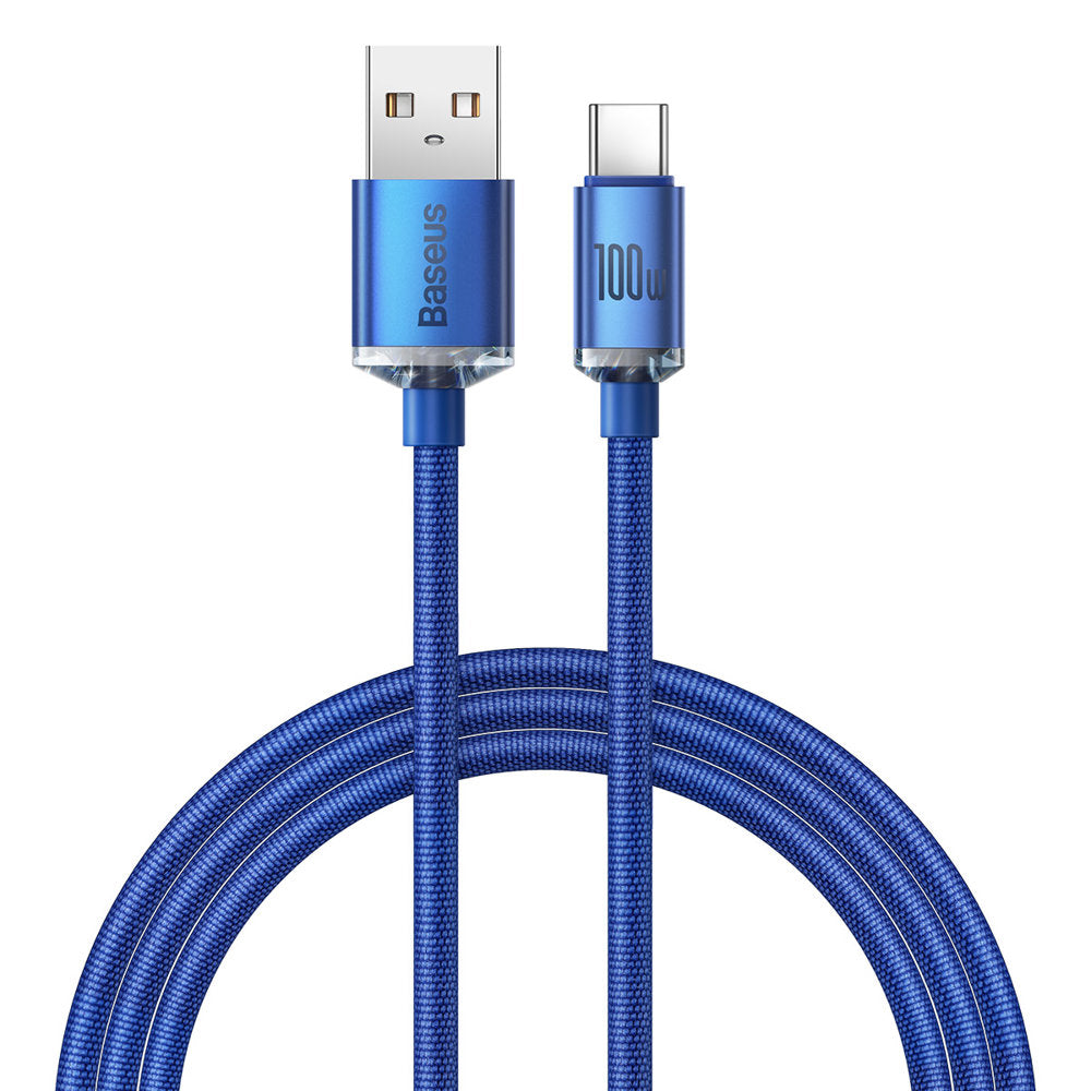 USB-A till USB-C-kabel för data och laddning Baseus Crystal Shine Series, 100W, 1.2m, Blå CAJY000403