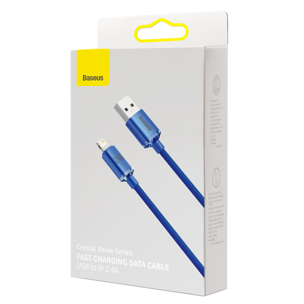 USB-A till Lightning Baseus Crystal Shine Series, 18W, 1.2m, Blå CAJY000003
