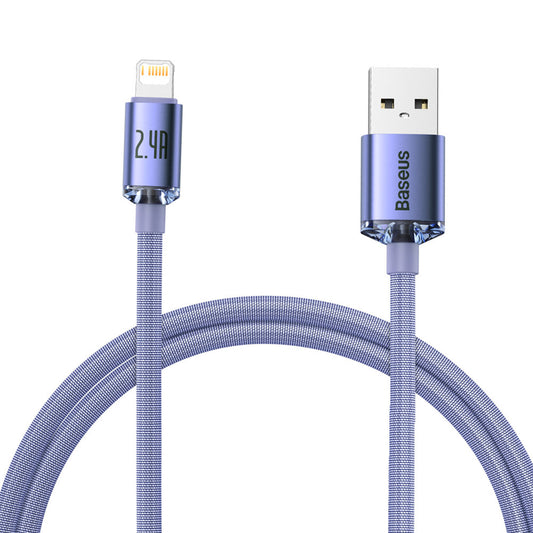 Baseus Crystal Shine Series USB-A - Lightning laddnings- och datakabel, 18W, 1,2m, lila CAJYY000005