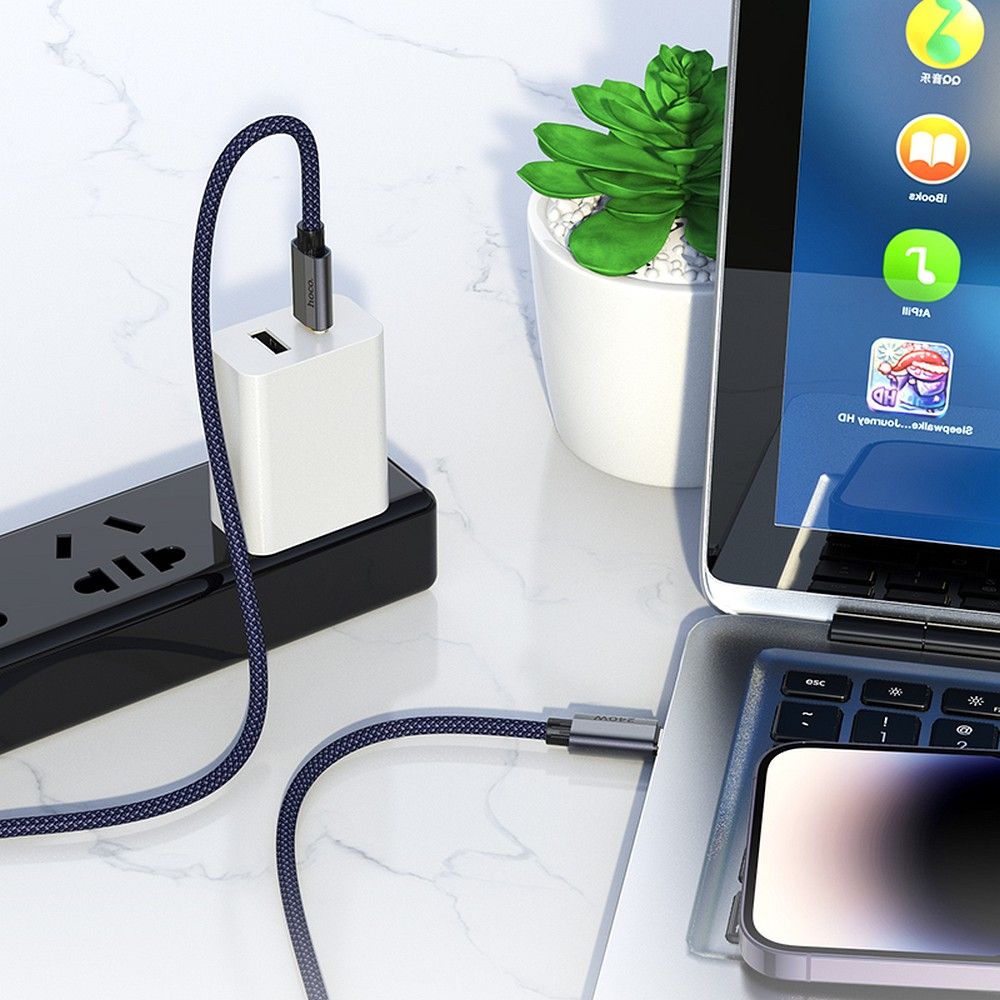USB-C till USB-C Data- och Laddningskabel HOCO U134, 240W, 1.8m, Grå