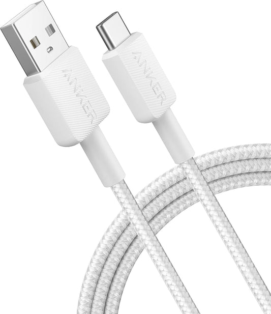 Data- och laddningskabel USB-A - USB-C Anker 322, 18W, 0,9m, vit A81H5G21