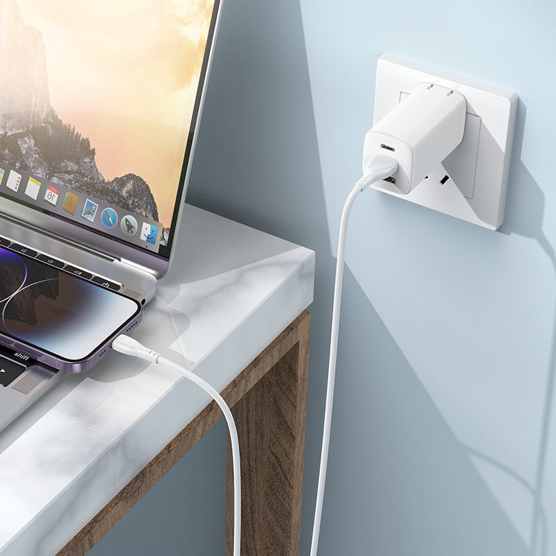 USB-A till Lightning Laddnings- och Datakabel Borofone BX121 Energy, 18W, 1m, Vit