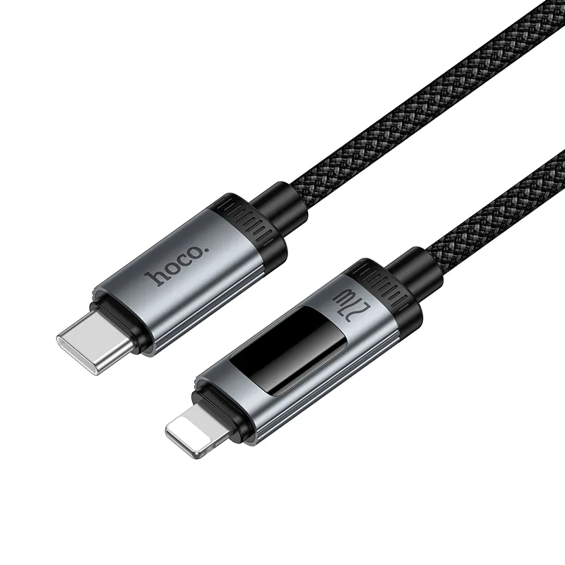 USB-C - Lightning Data- och Laddningskabel HOCO Display U148, 27W, 1.2m, Svart