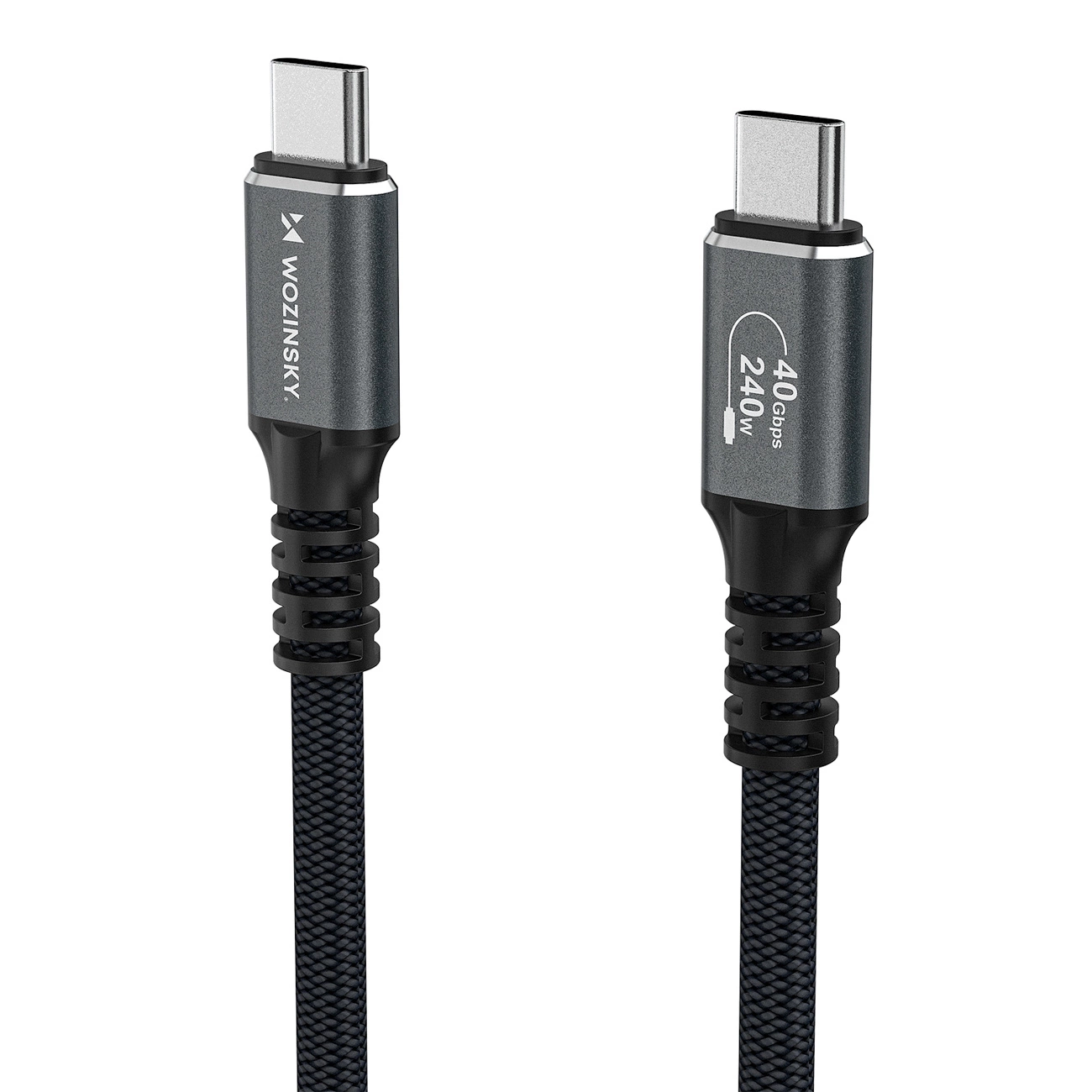 USB-C till USB-C Data- och Laddningskabel WZK WPS-UY42S, 240W, 2m, Svart
